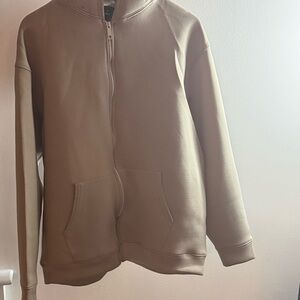 Boohoo Mens Tan Zip Up Sweater